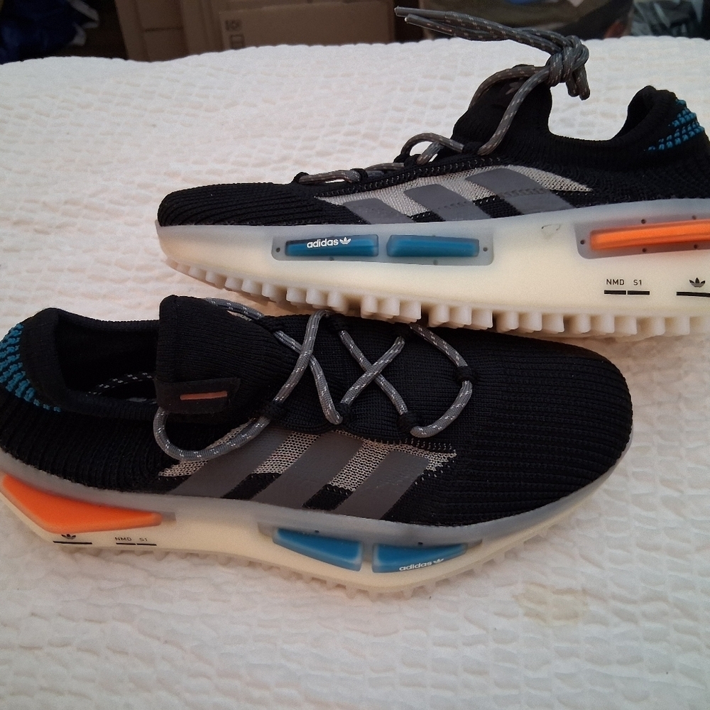 Adidas NMD S1 J Black Teal Orange GW2136 NWOB SIZE 6